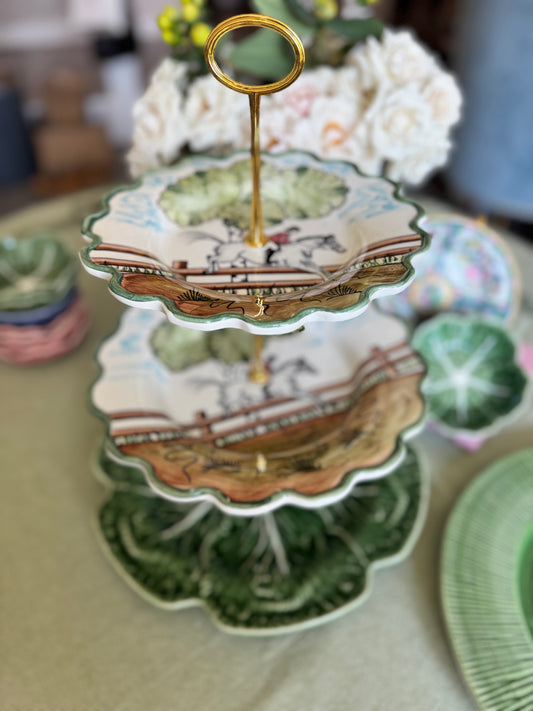 CE Corey Perfect Day and Bordallo Pinheiro Cabbage Three Tiered Stand