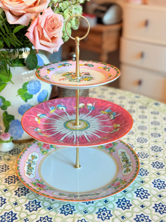 Famille Rose (Pink Bok Choy) Three Tiered Stand- Food Safe