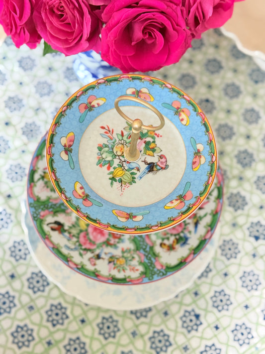 Famille Rose and Blue LoveShackFancy Three Tiered Stand