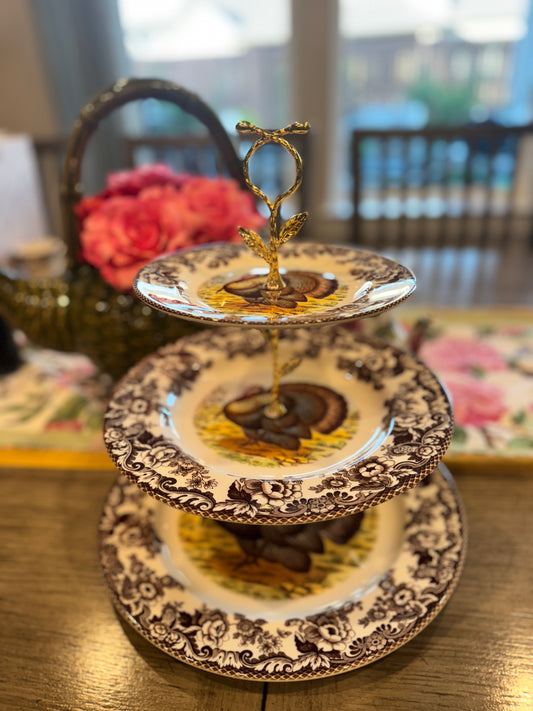 Spode Woodland- Turkey 3 Tier Stand