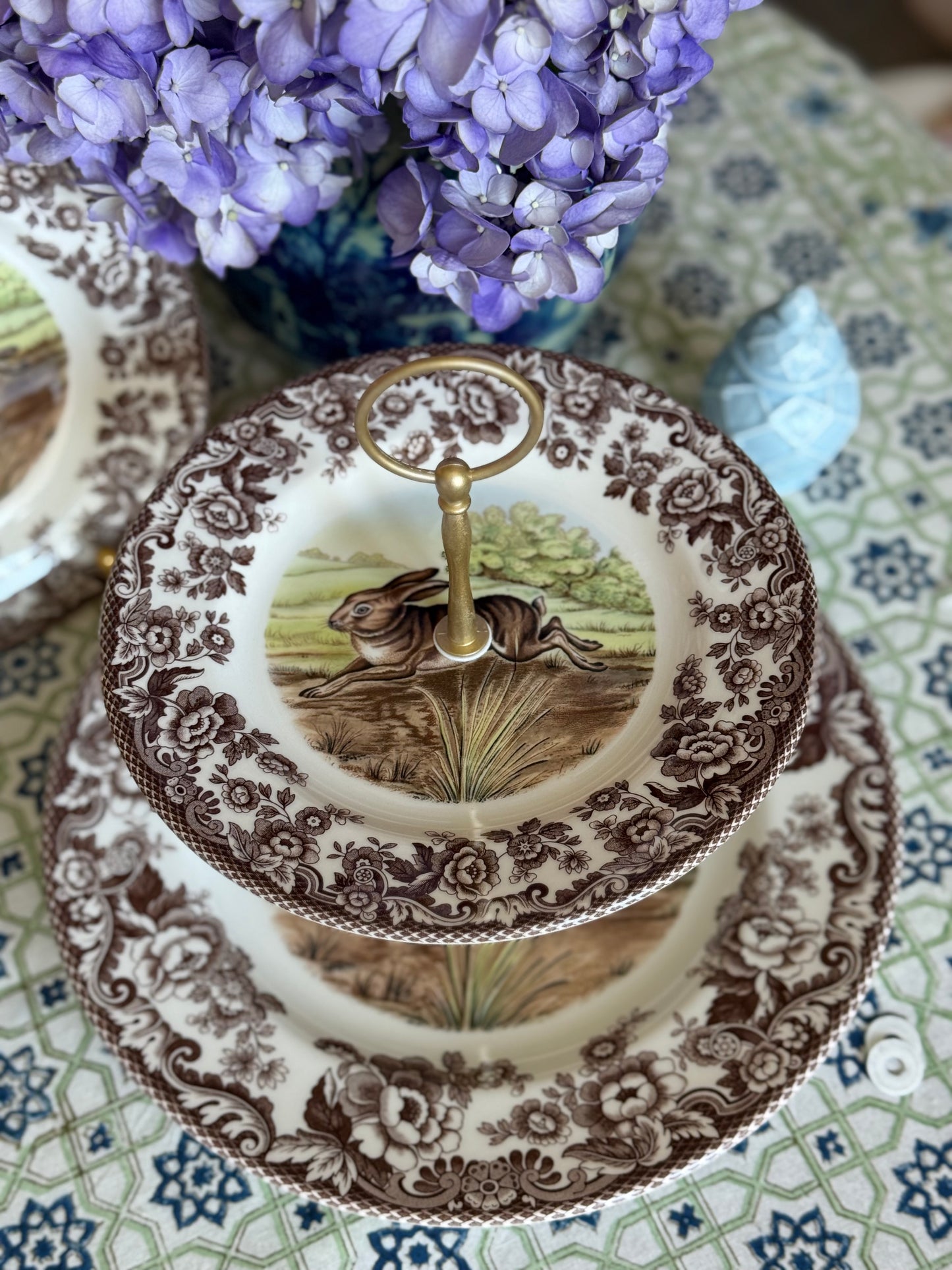 Spode Woodland Rabbits- Two Tiered Stand