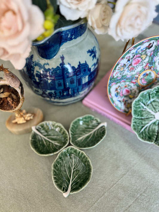 Mini Bordallo Pinheiro Cabbage Bowl – 3” Green Ceramic Dish (Sold Individually)