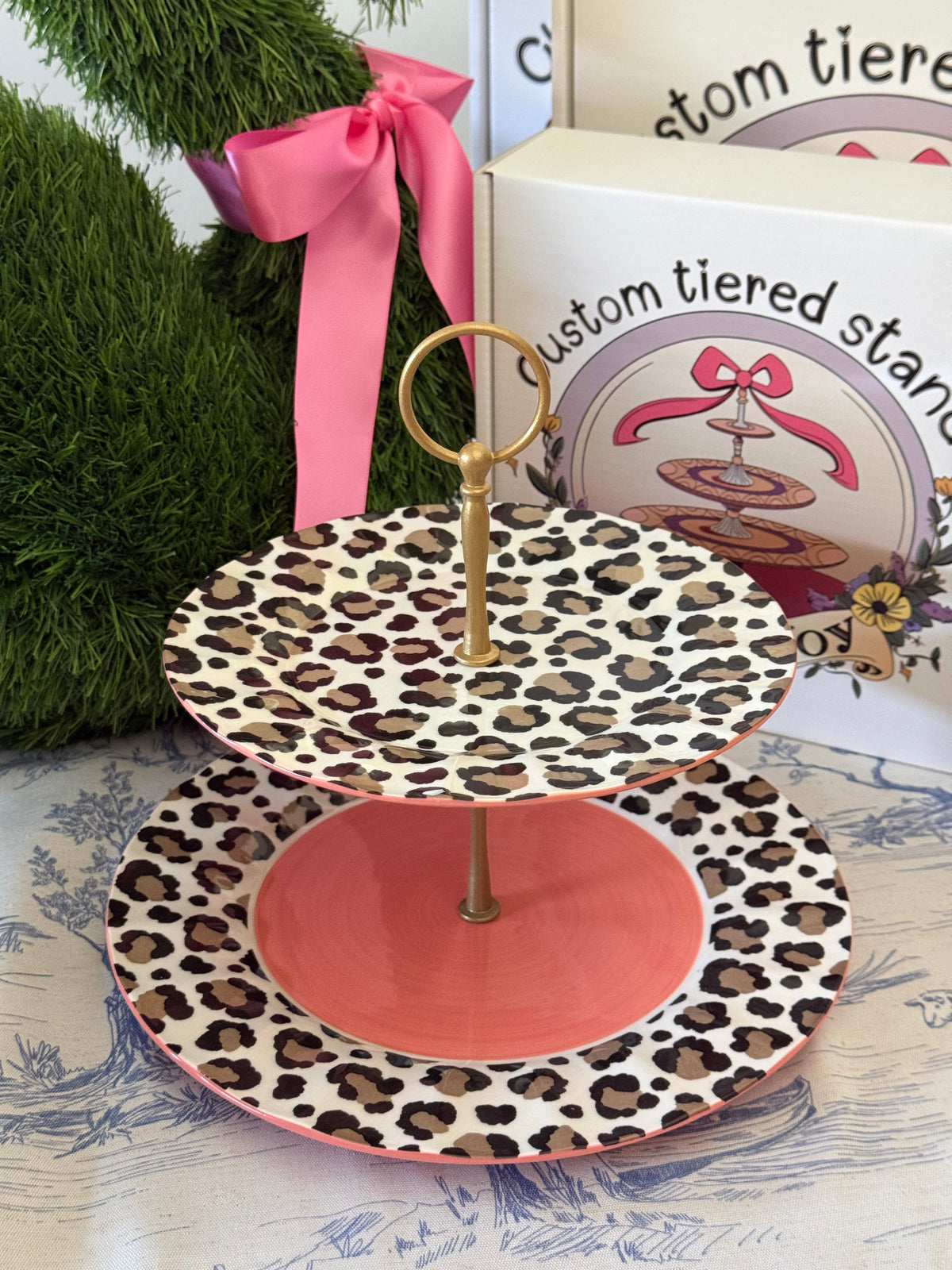 Leopard Chintz Two Tiered Stand