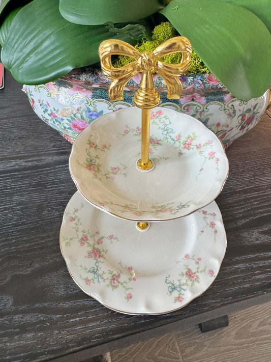 Vintage Theodore Haviland Rosanne Two Tiered Stand- a classic coquette piece