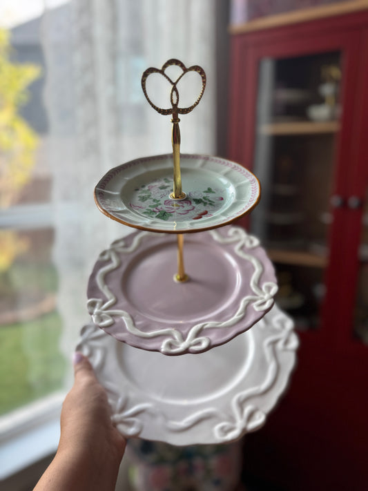 Anthropologie Benedita Bows and Vintage Adams Calix Three Tiered Stand