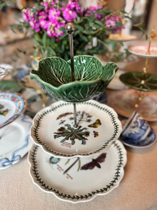 Bordallo Pinheiro Cabbage & Portmeirion Botanic Garden Three Tiered Stand