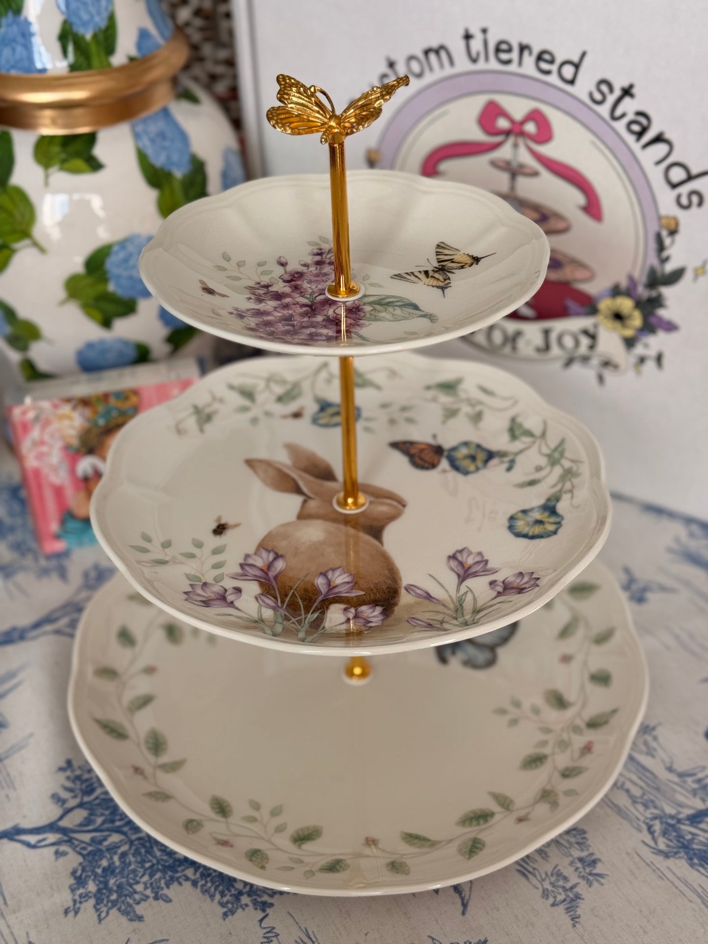 Lenox Butterfly Meadow Tiered Stand – Floral & Butterfly Three-Tier Server