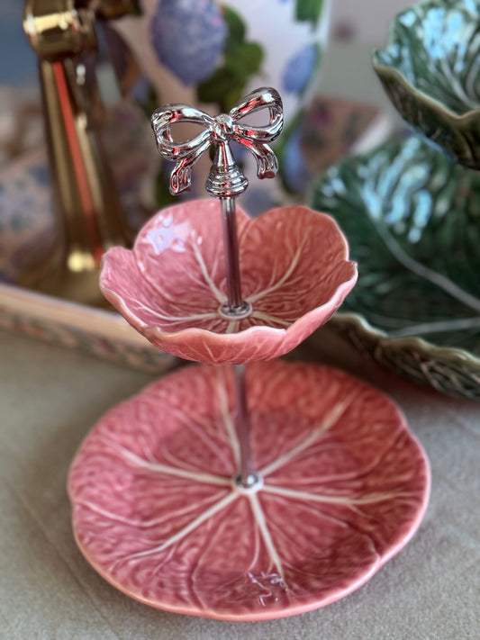 Pink Cabbage Two Tiered Stand - New Bordallo Plates!