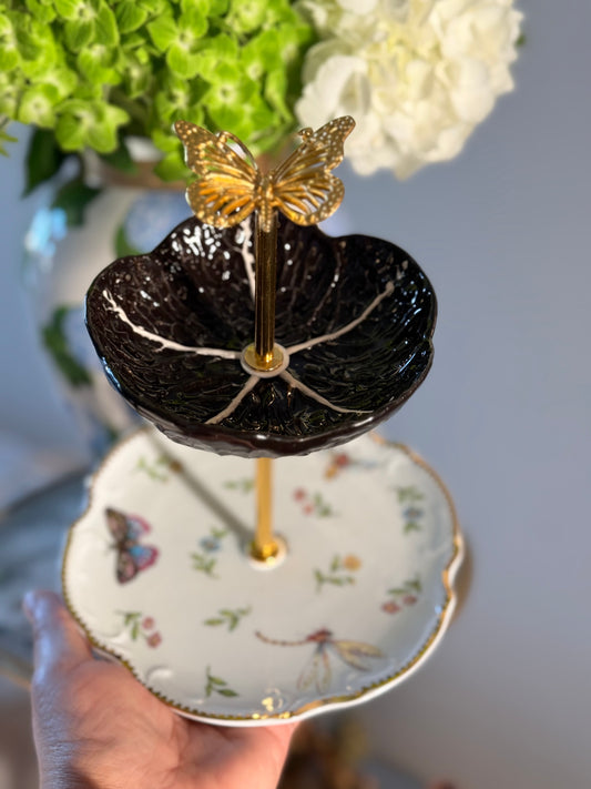 Black Cabbage and Godinger Primavera Petite Tiered Stand