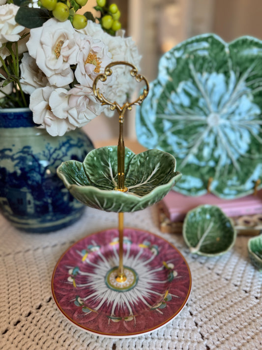 Bordallo Cabbage and Famille Rose Pink Bok Choy Petite Stand