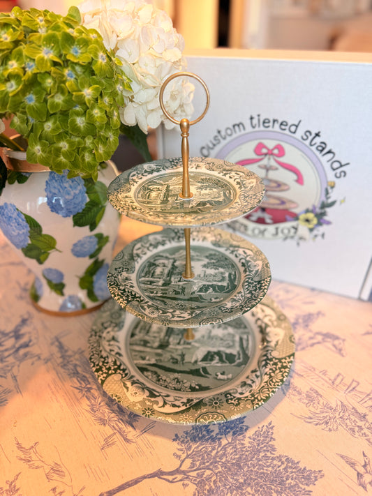 Spode Green Italian Three Tiered Serving Stand