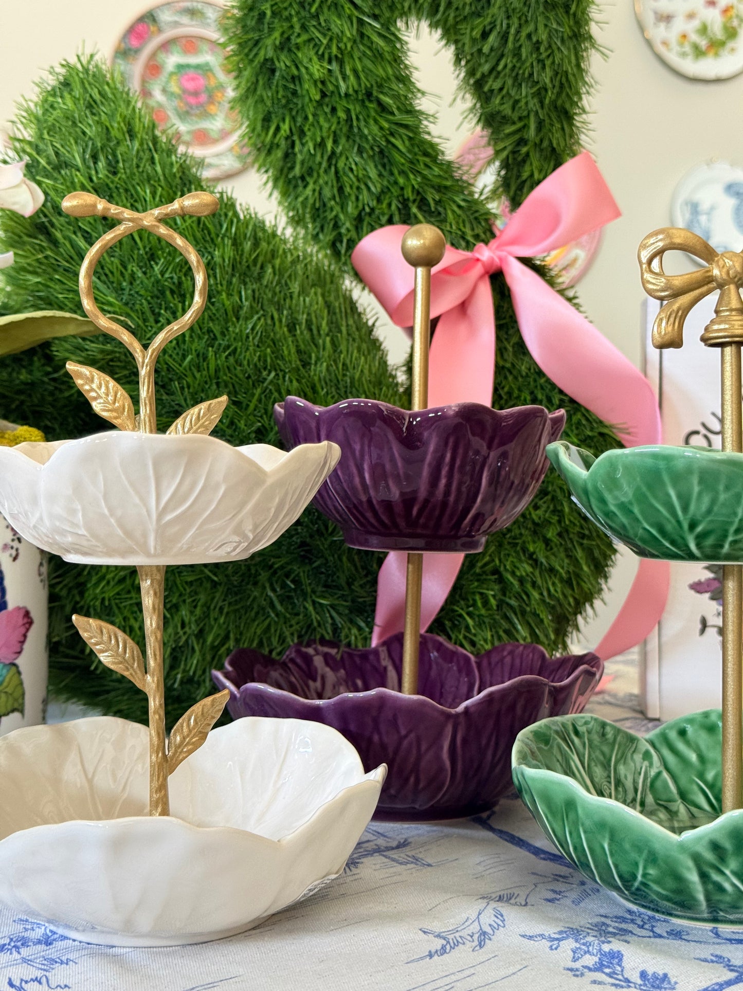 Bordallo Pinheiro Purple Flora Petite Tiered Stand