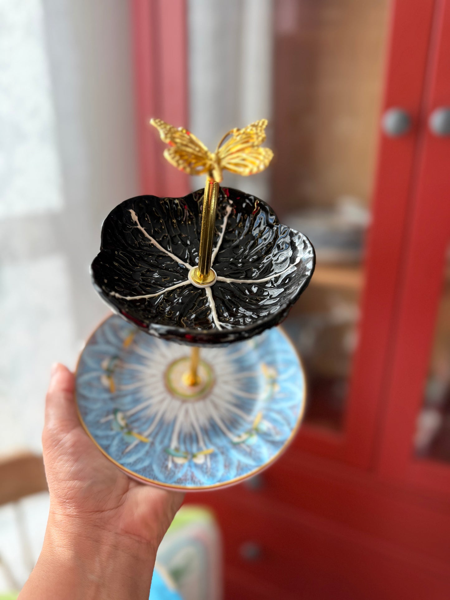 Black Cabbage and Blue Bok Choy Petite Tiered Stand