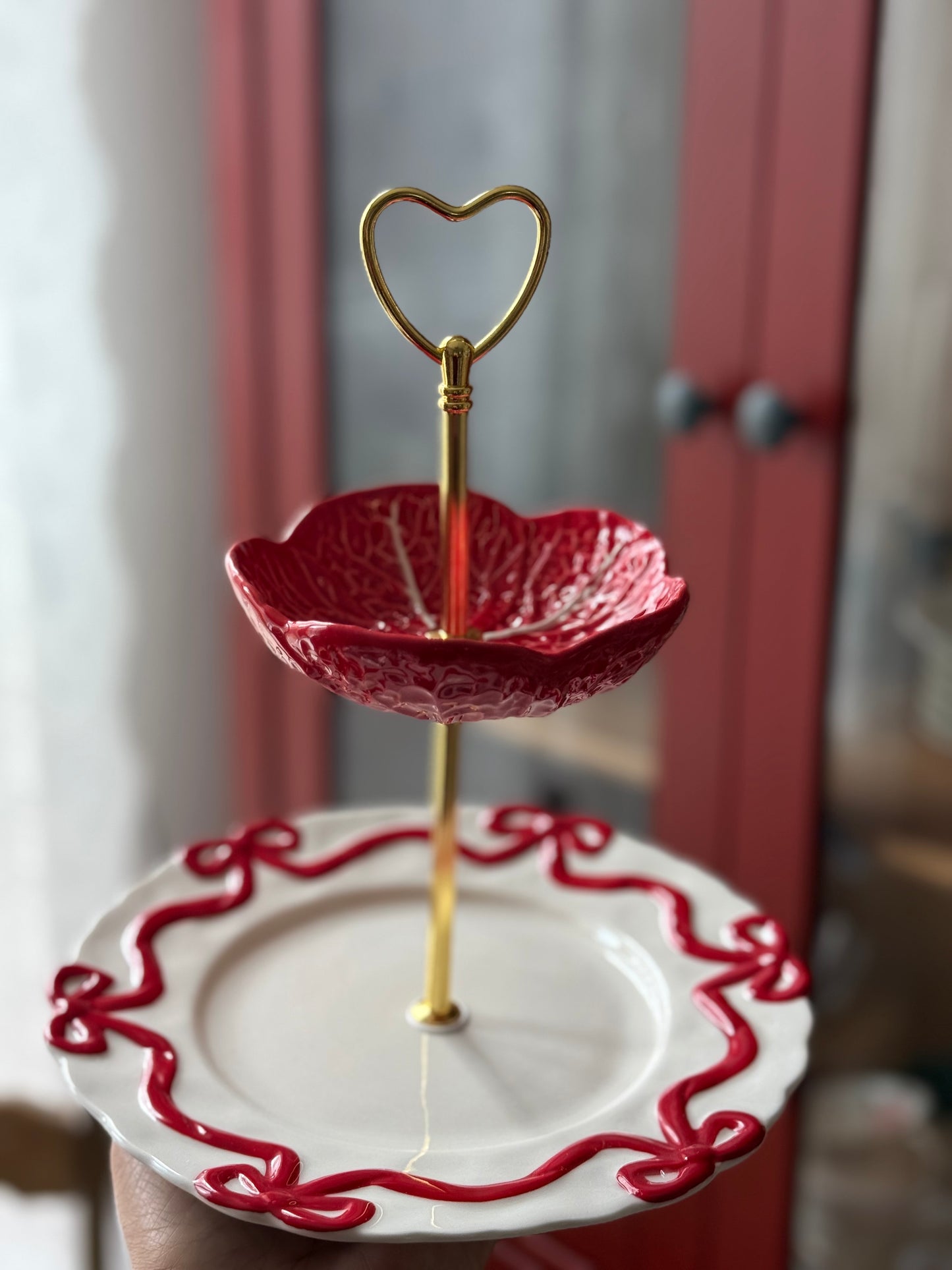 Red Cabbage (Made in Portugal) and Anthropologie Benedita Red Bows Petite Stand