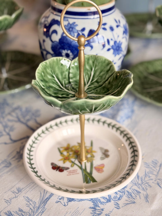 Portmeirion Botanic Garden & Bordallo Cabbage Petite Tiered Stand (Narcissus)