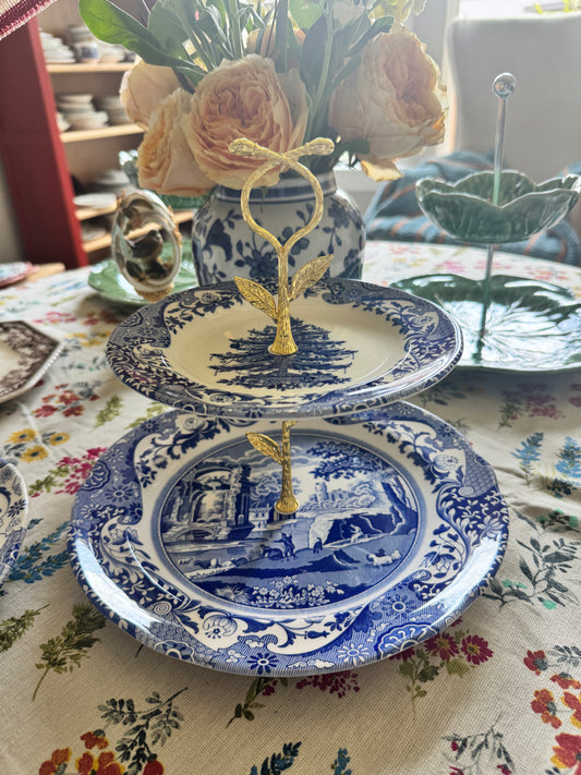 Spode Blue Italian- Christmas 🎄 Two Tiered Stand
