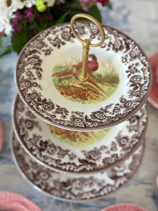 Spode Woodland Pheasants Three Tiered Stand