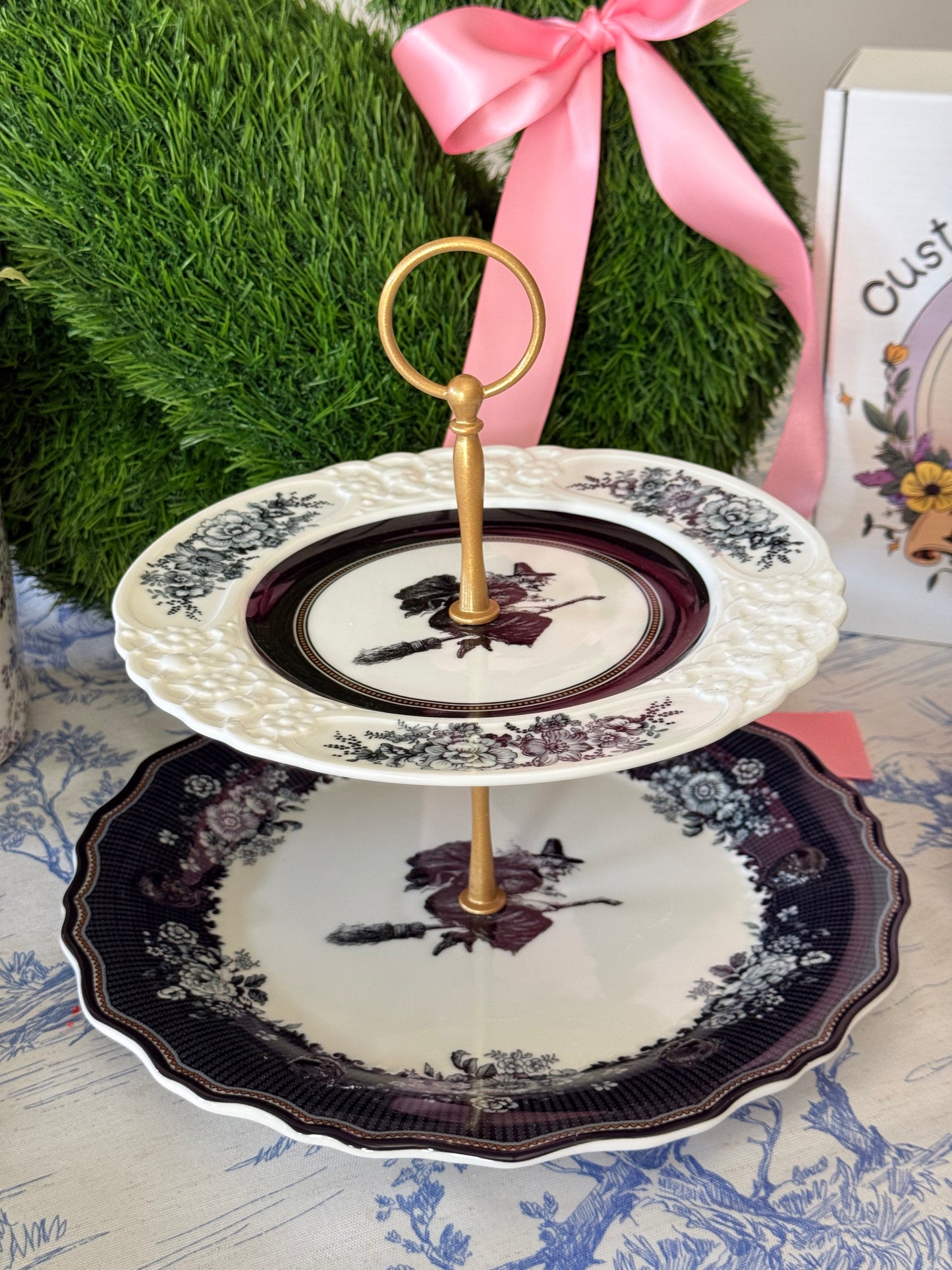 Spooky Soirée Two Tiered Serving Stand- Halloween Witch