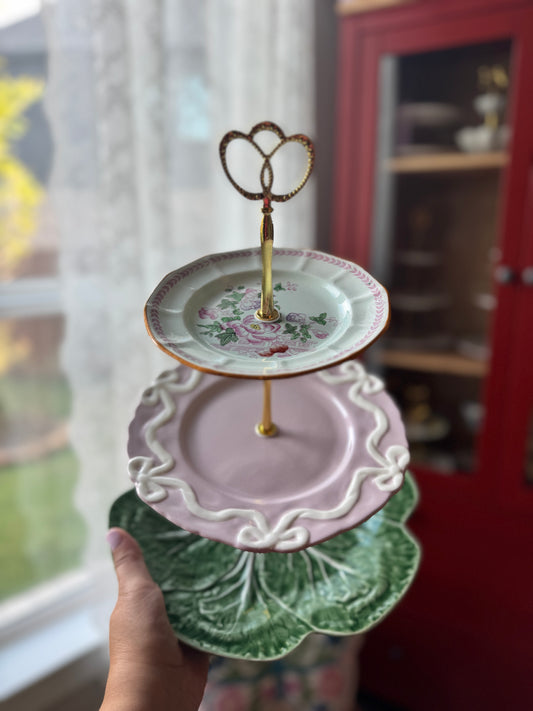 Adam’s Calix, Anthropologie Benedita Bow & Bordallo Cabbage Tiered Stand – Vintage & Designer China