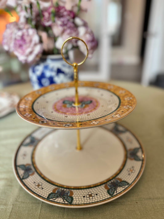 Anthropologie Bistro Tile Garden Edition Two Tiered Stand