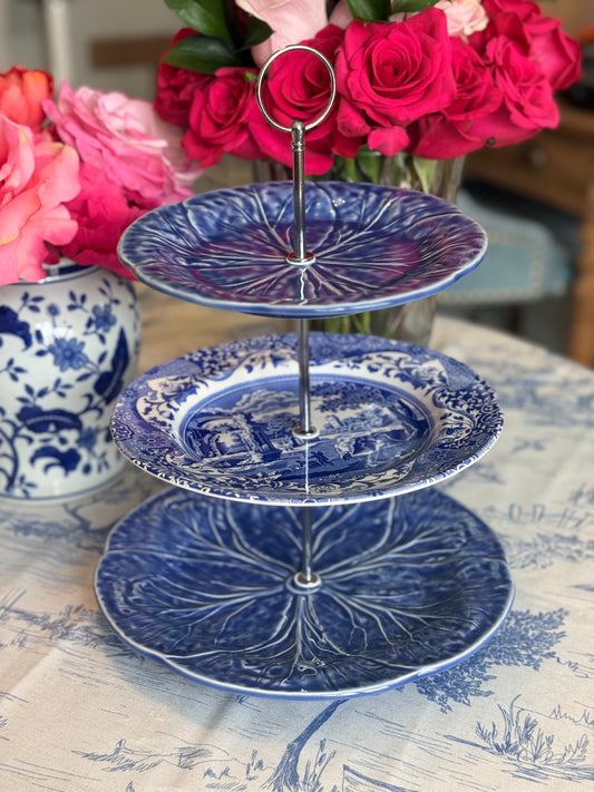 Blue Cabbage and Spode Italian Three Tiered Stand