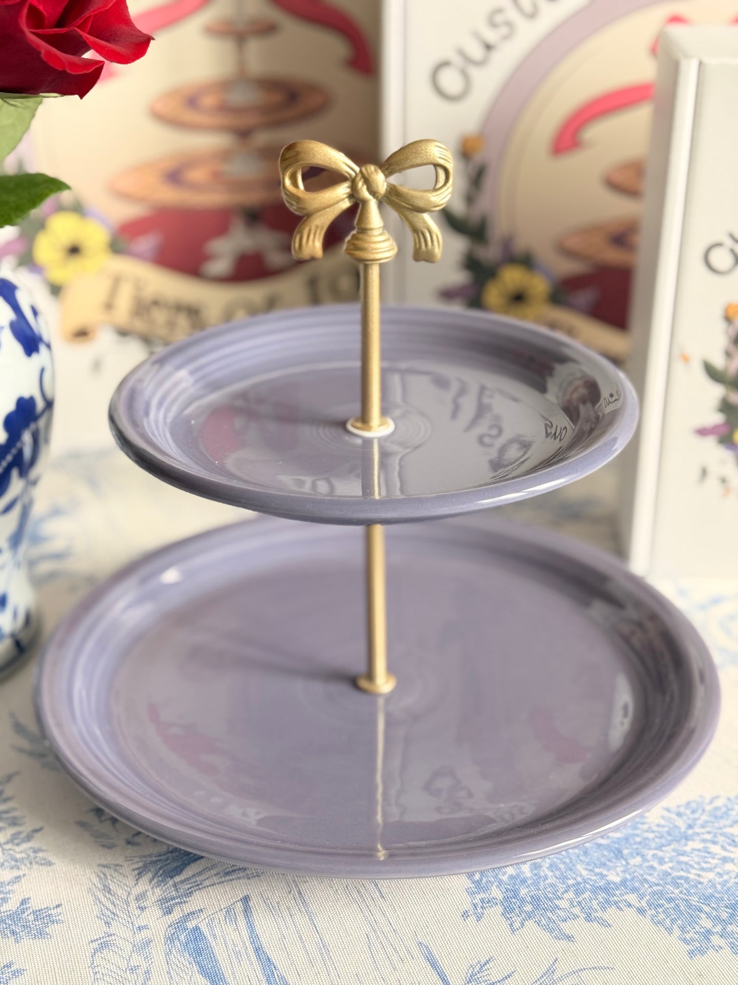 Fiesta Lavender Tiered Stand – 90th Anniversary Color | Two-Tier Serving Stand | Collectible Fiesta Display Stand