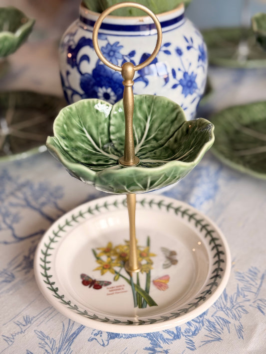 Portmeirion Botanic Garden & Bordallo Cabbage Petite Tiered Stand (Narcissus)