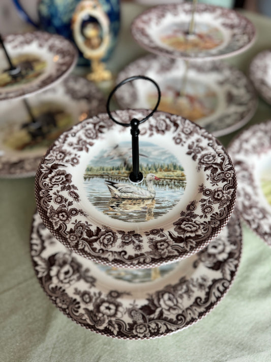 Spode Woodland Swan Tiered Stand – Handcrafted Serving Stand for Fall Entertaining