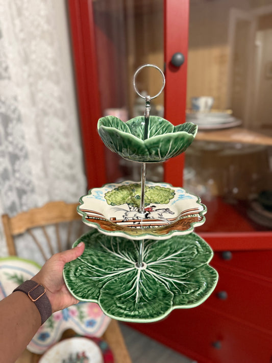 CE Corey Perfect Day and Bordallo Pinheiro Cabbage Three Tier Stand