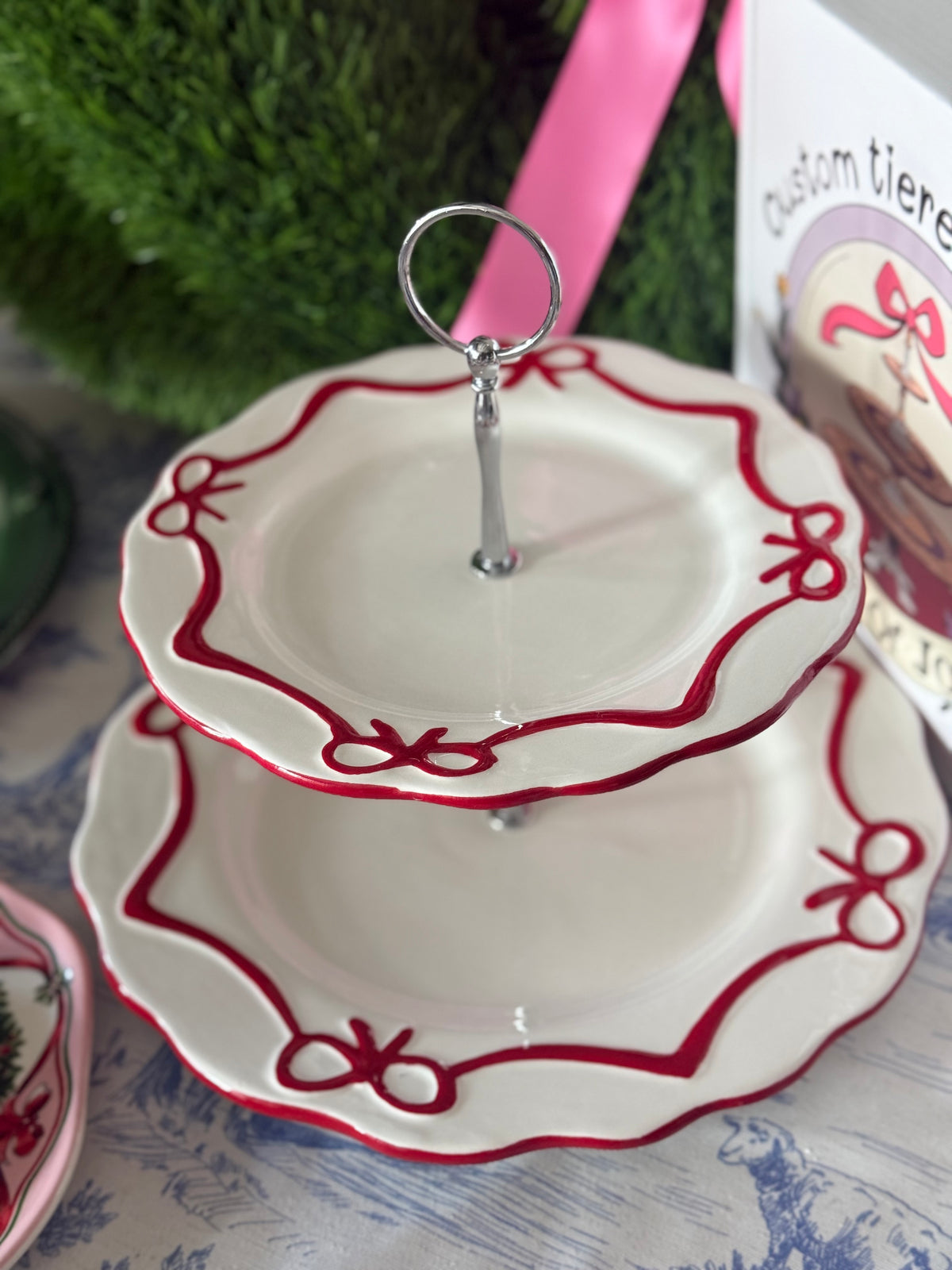 Red Bows Two Tiered Stand