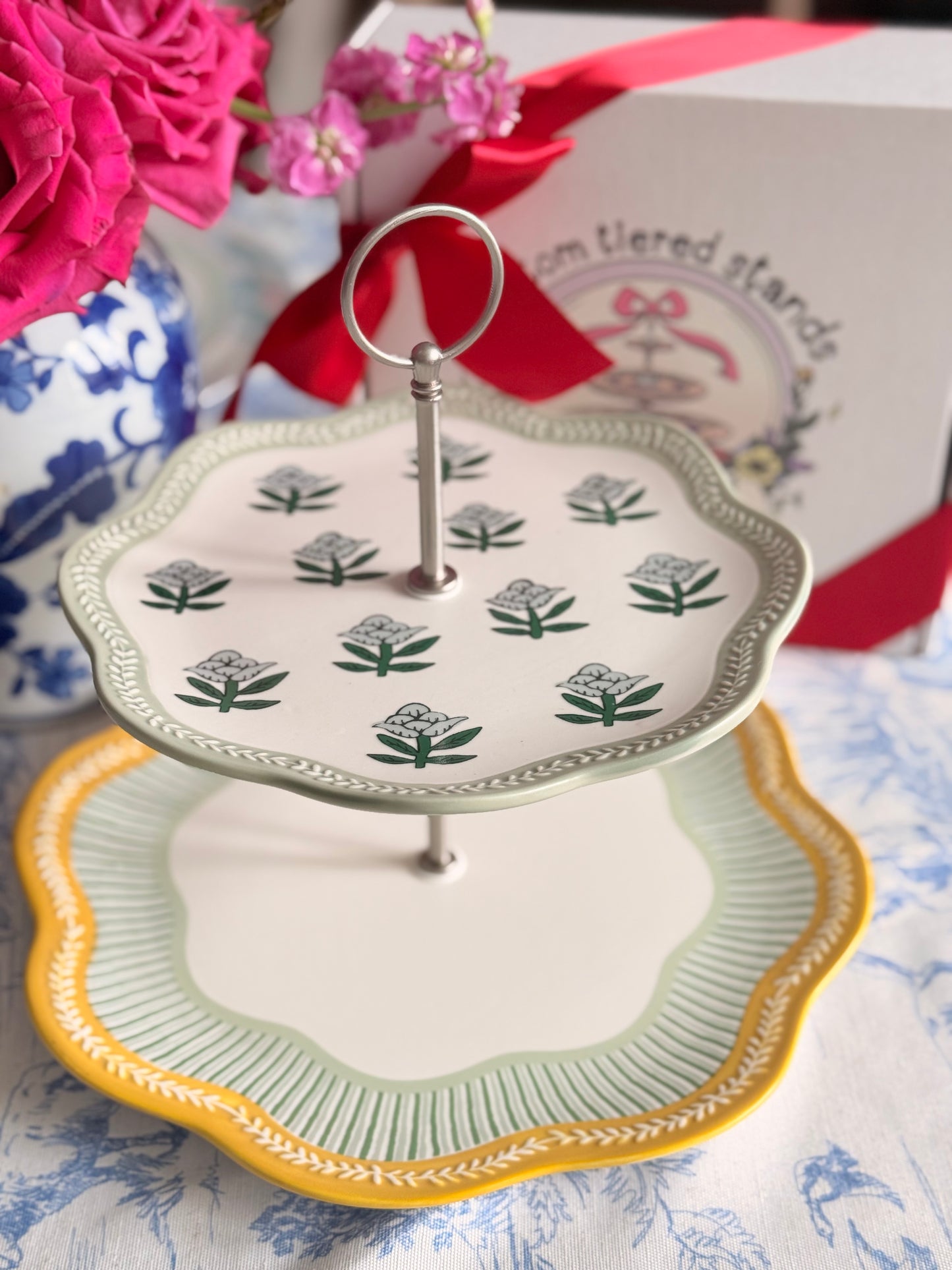Wiggle Flowers Two Tiered Serving Stand