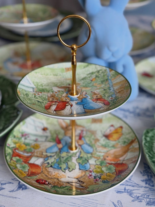 Peter Rabbit Two Tiered Stand – Baby Shower & Easter Dessert Stand | Storybook Nursery Decor (Food Safe)