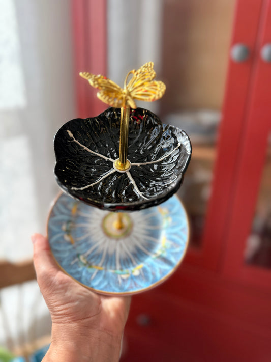 Black Cabbage and Blue Bok Choy Petite Tiered Stand