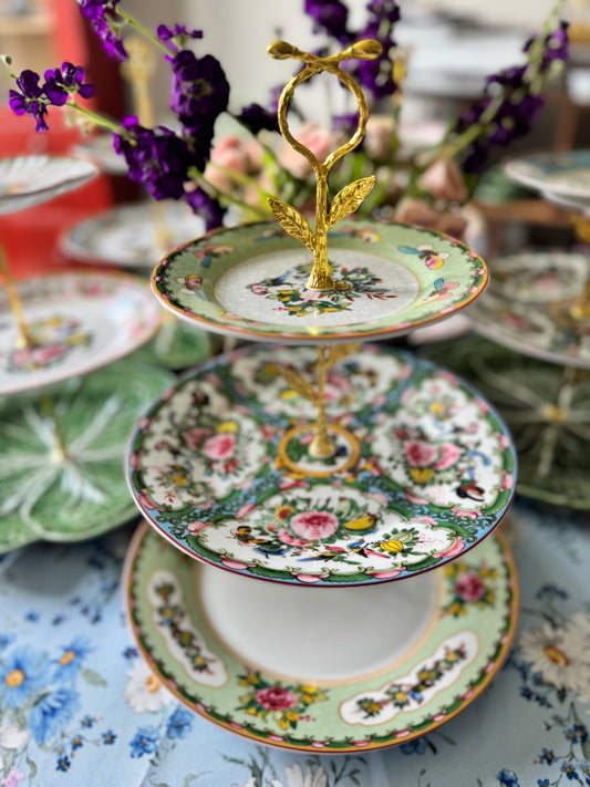 Three-Tier Stand with Williams Sonoma Famille Rose Plates –  Tiered Server for Hosting and Gifting