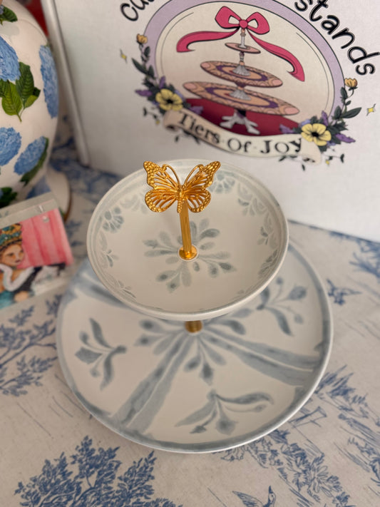 Chambray Tile Two Tiered Stand