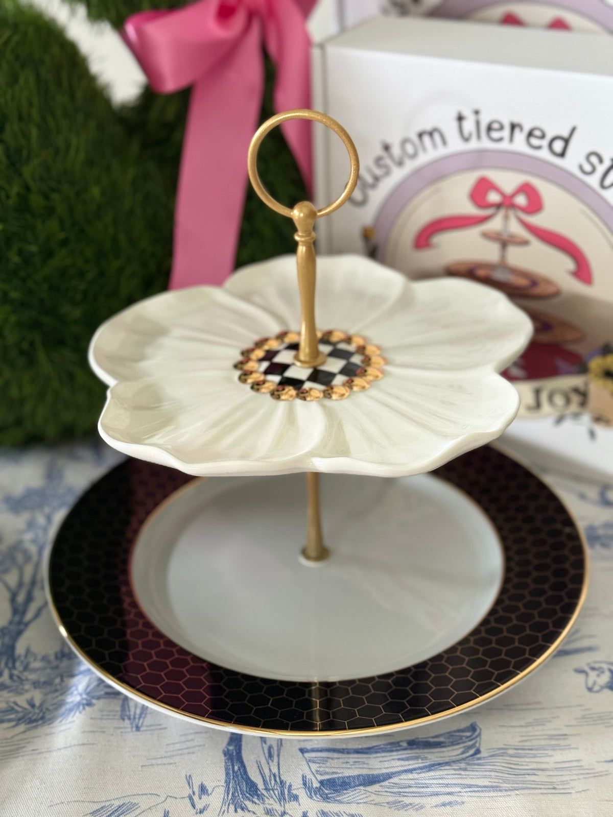 Mackenzie-Childs & Williams Sonoma Honeycomb Tiered Stand