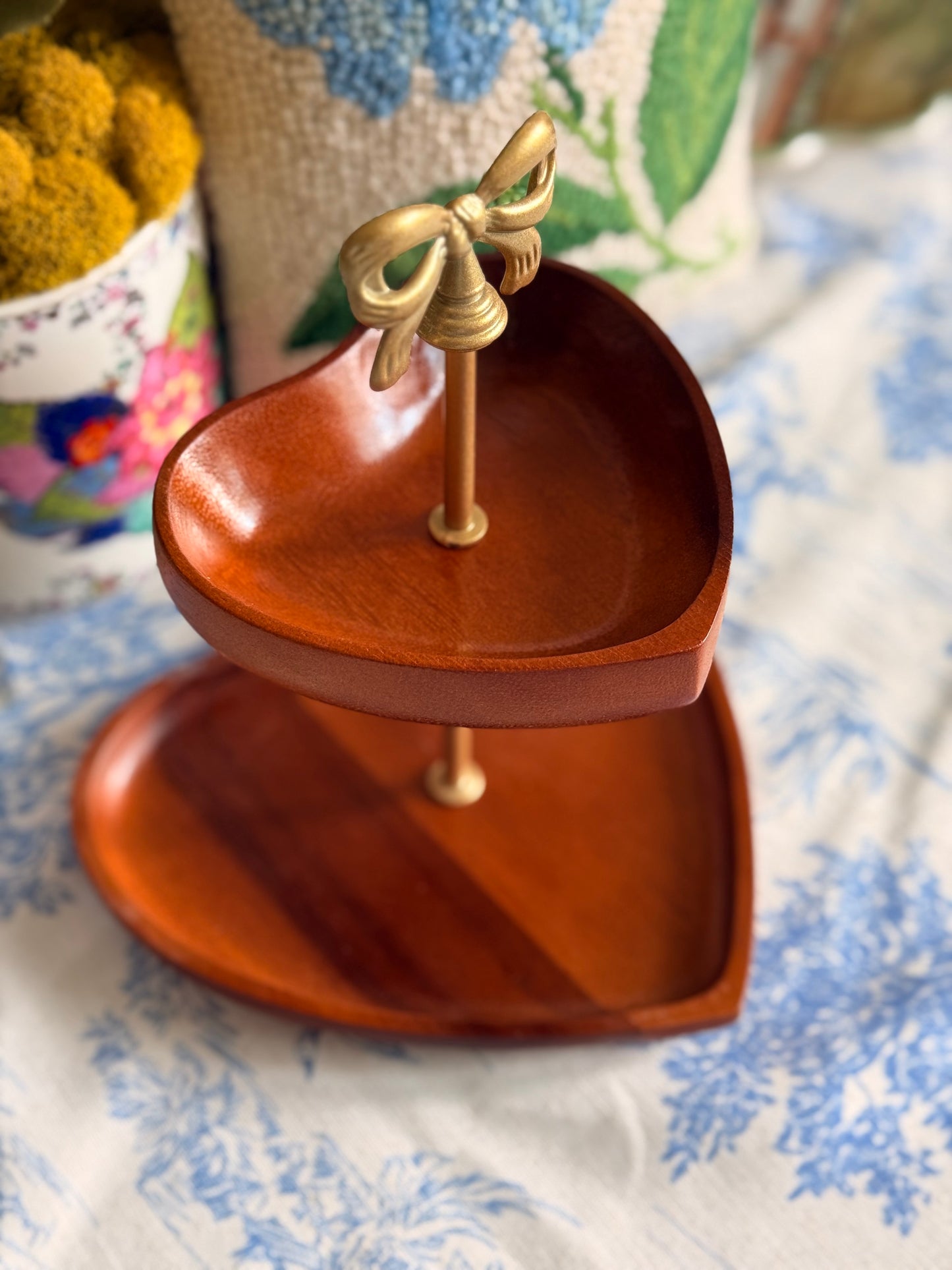 Nambe Wooden Hearts Petite Tiered Stand
