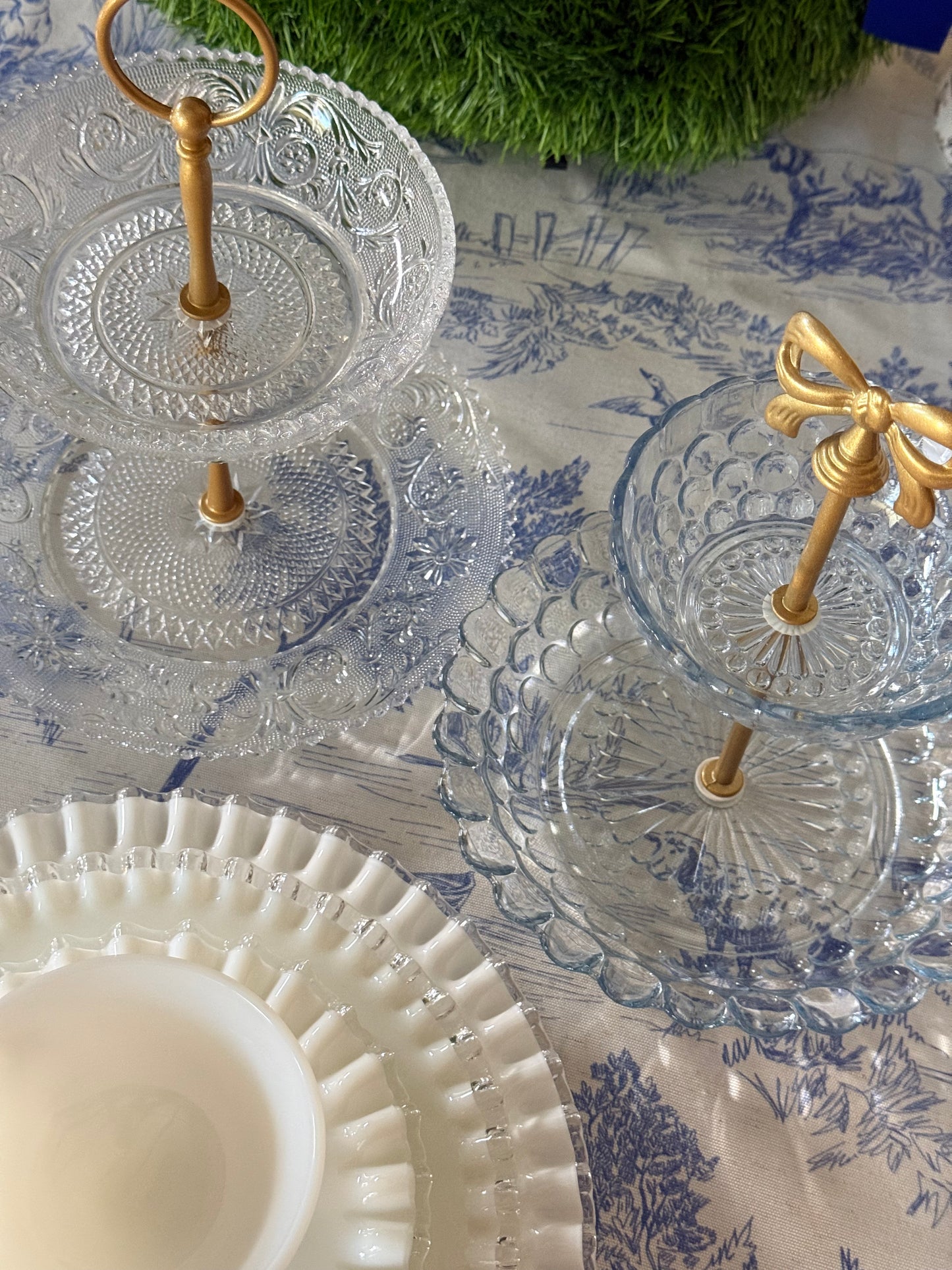 Tiara Sandwich 2 Tier Serving Stand- Vintage Crystal