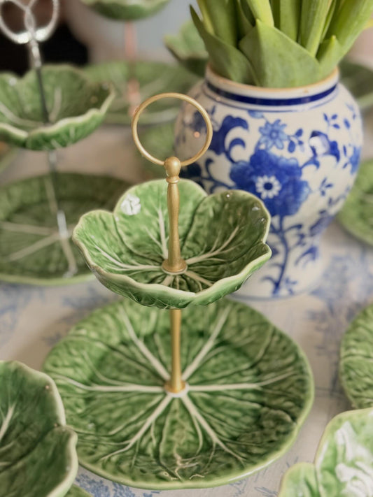Bordallo Green Cabbage Petite Tiered Stand| Authentic & New Plates