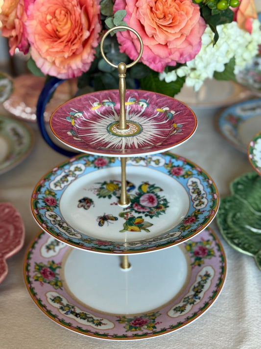 Williams Sonoma Famille Rose Tiered Stand- Pink Bok Choy