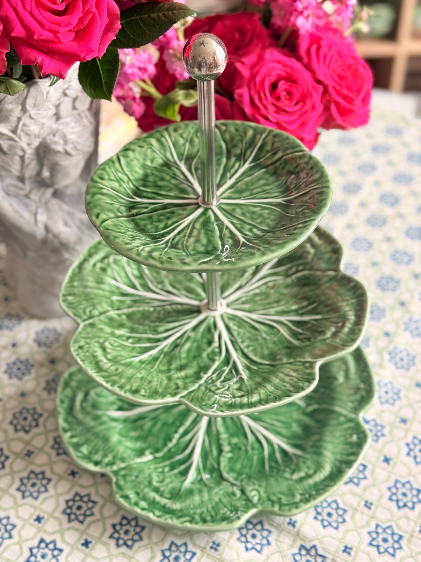 Three Tier Green Bordallo Cabbage Stand