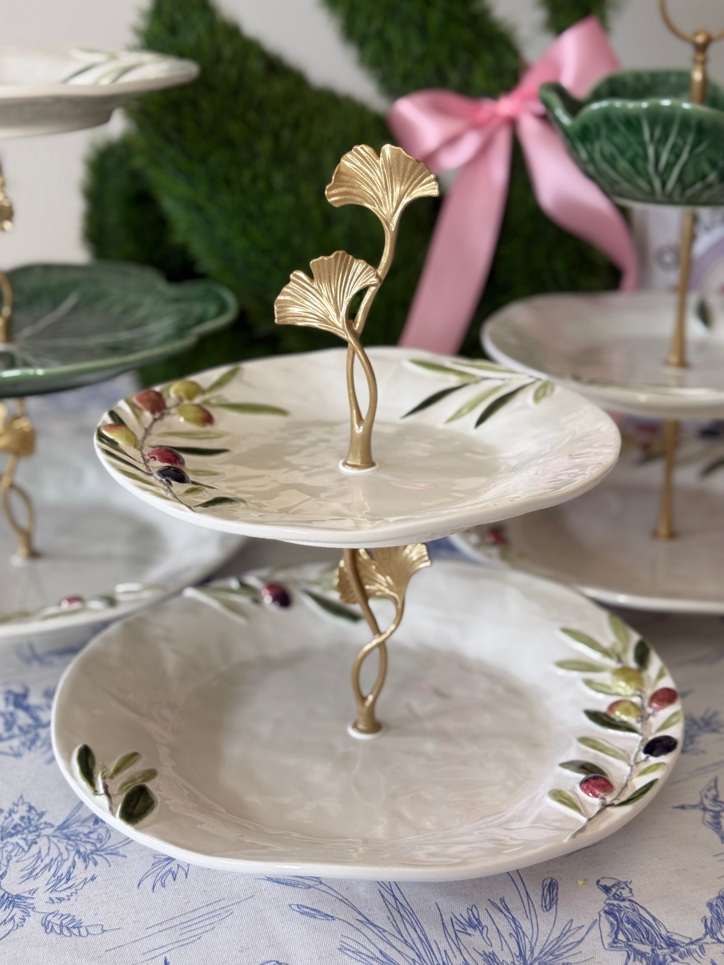 Bordallo Pinheiro Olival Two Tiered Serving Stand