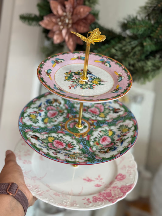 Williams Sonoma Famille Rose and  LoveShackFancy Three Tiered Stand