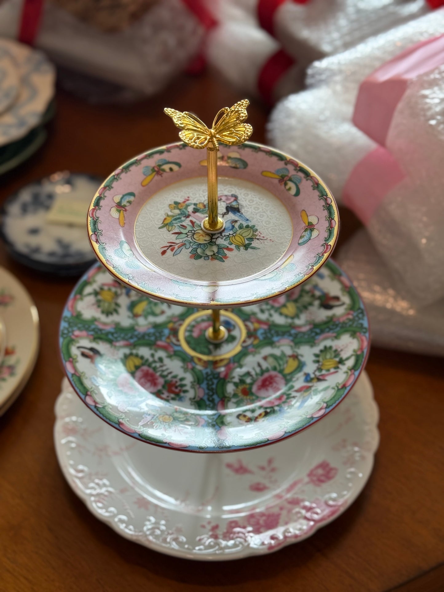 Williams Sonoma Famille Rose and  LoveShackFancy Three Tiered Stand