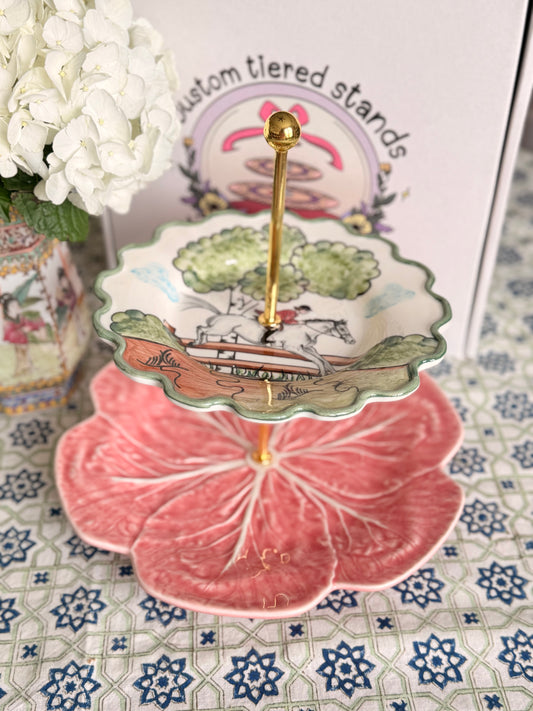 CE Corey Perfect Day and Bordallo Pink Cabbage Two Tiered Stand