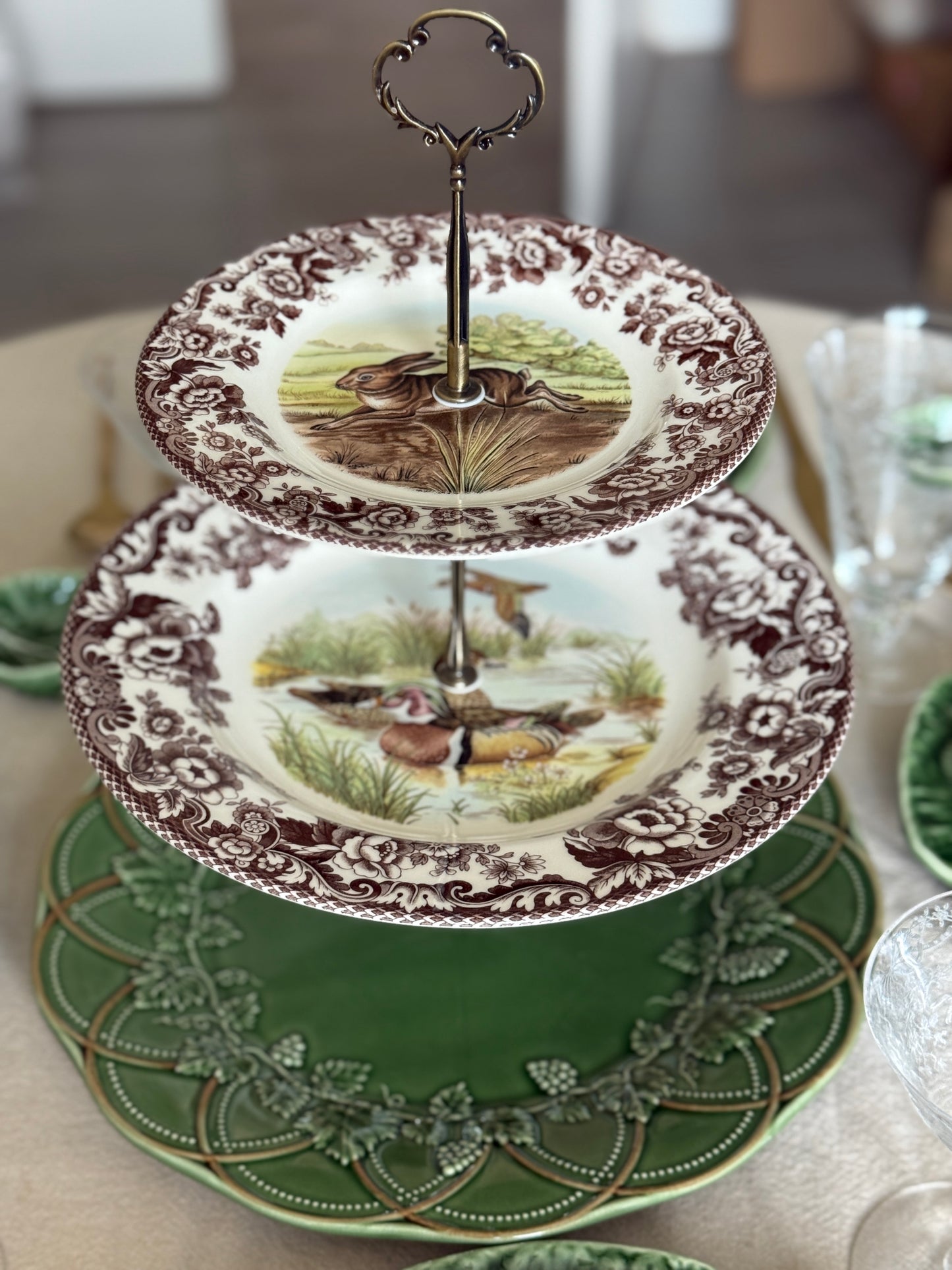Spode Woodland and Bordallo Forest Three Tiered Stand