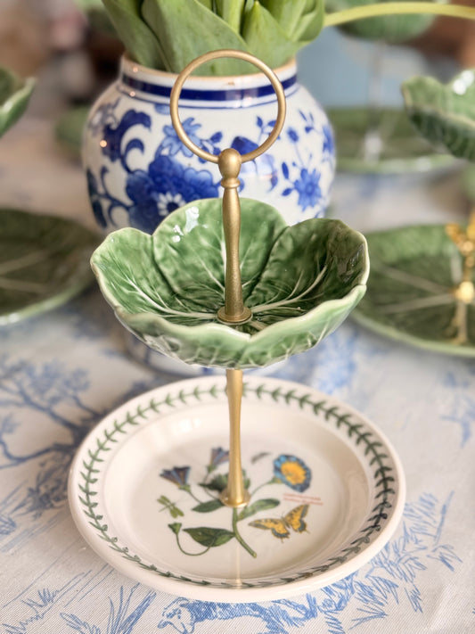 Portmeirion Botanic Garden & Bordallo Cabbage Petite Tiered Stand (Trailing Bindweed)