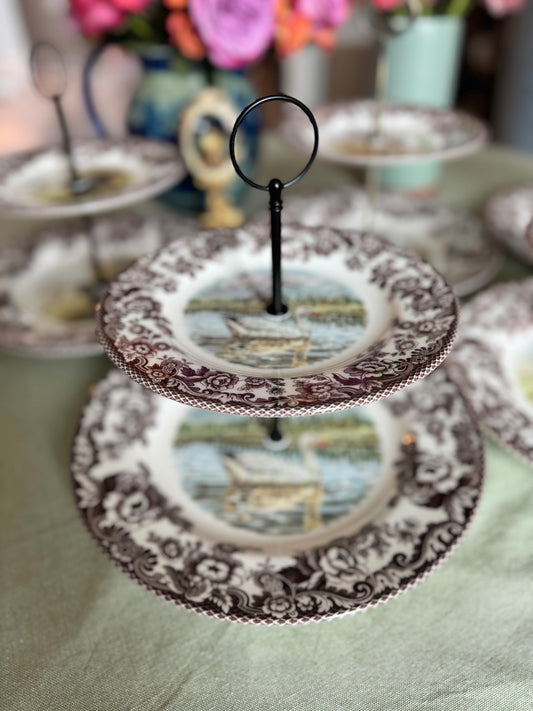 Spode Woodland Swan Tiered Stand – Handcrafted Serving Stand for Fall Entertaining