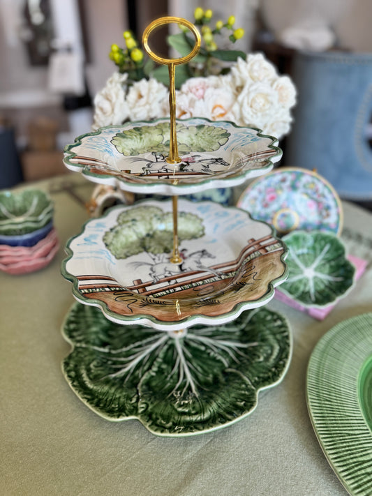 CE Corey Perfect Day and Bordallo Pinheiro Cabbage Three Tiered Stand