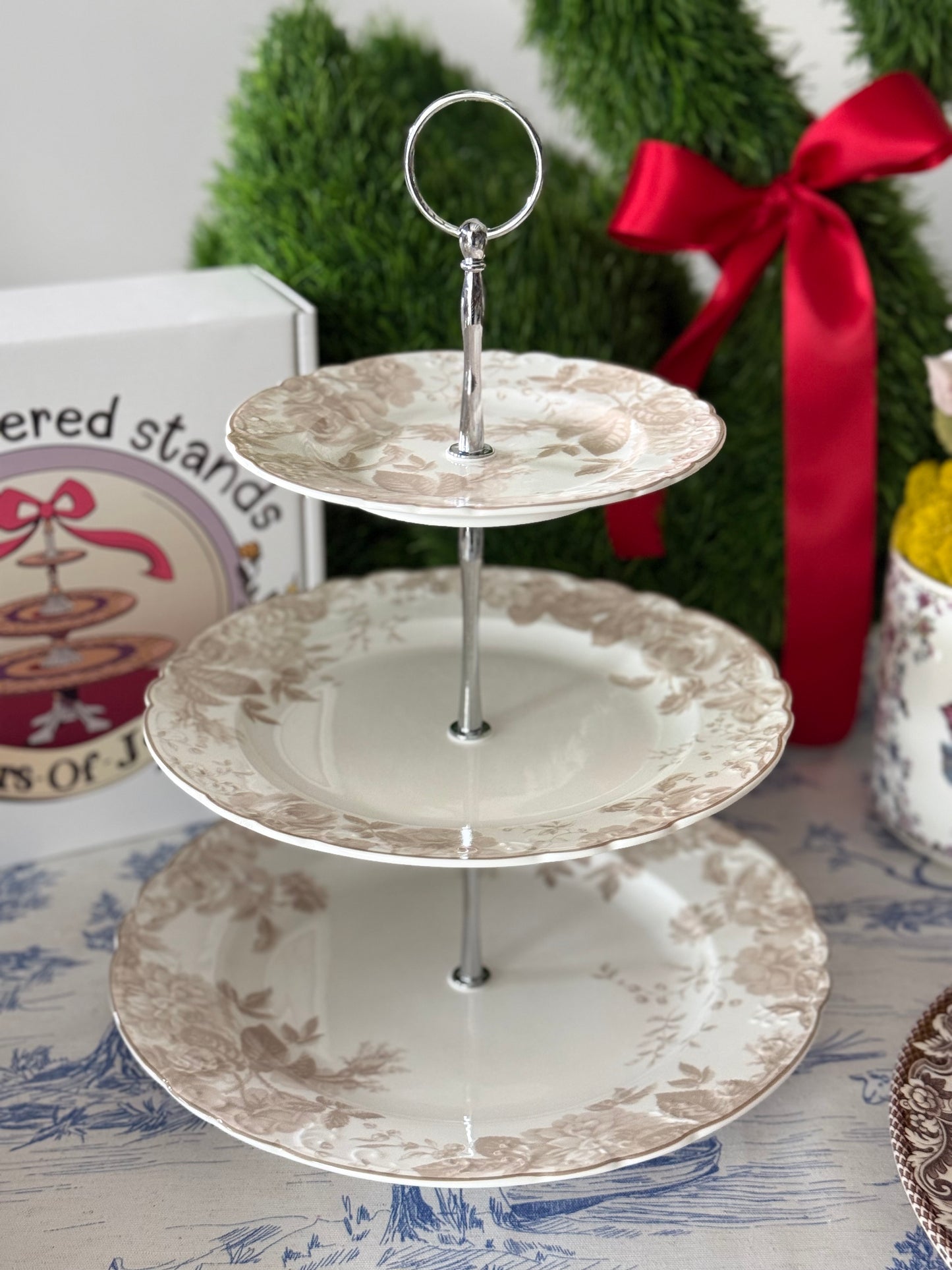 LoveShackFancy Neutral Three Tiered Serving Stand- Perfect for Fall!